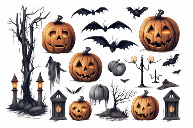 Halloween to najbardziej przerażający dzień w roku. Ilustracja na białym tle.