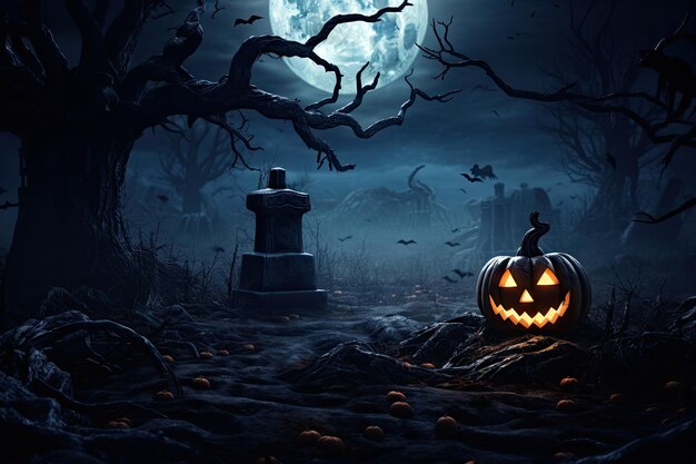 Halloween uroczysty tło dla przyjęcia karty z zaproszeniem z dyni Jack O latarnia Generatywne Ai