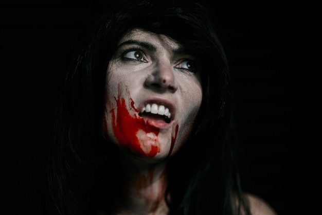 Halloween Wampir Piękna kobieta na czarno