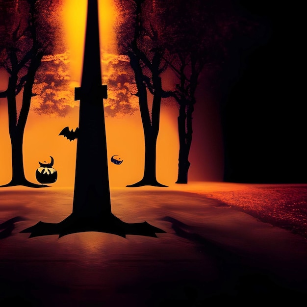 Halloweenowa ciemna noc niektóre diabelskie drzewa cieniują kolor 4k