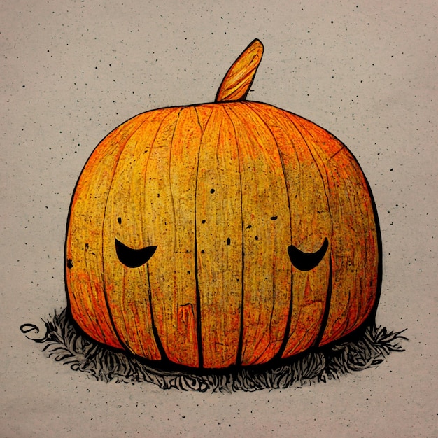 Halloweenowa dynia zły koncepcja postaci z kreskówek z potworami i jesiennym obiektem wakacyjnym na rustykalnym brązowym tle