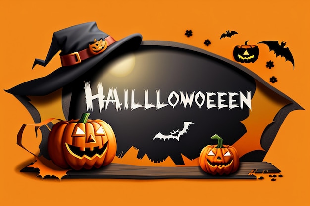 Halloweenowa dziewczyna daje prezent na Halloween Promocja tapety tło ilustracji