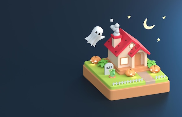 Halloweenowa koncepcja domu ilustracja 3D