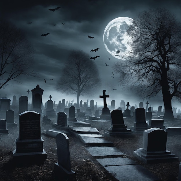 Halloweenowa noc wśród nagrobków Niesamowita atmosfera na cmentarzu