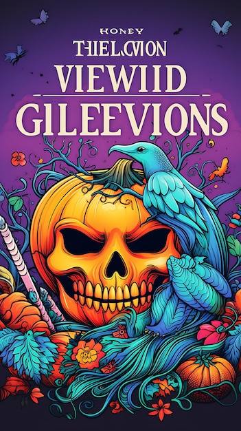 Halloweenowa okładka książki w żywych kolorach