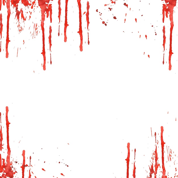 Halloweenowa ramka z plamami krwi akwarela ręcznie malowana ilustracja izolowana na białym tle