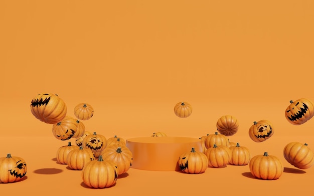 Halloweenowa scena 3d renderowania tła