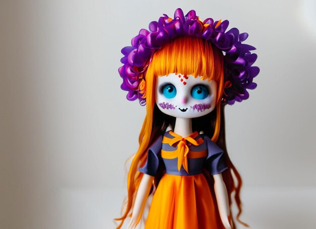 Halloweenowa straszna lalka z kapeluszem czarownicy