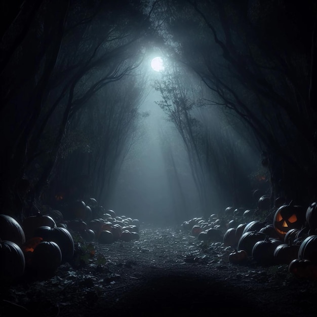 Halloweenowa straszna ścieżka dyni leśnej_2