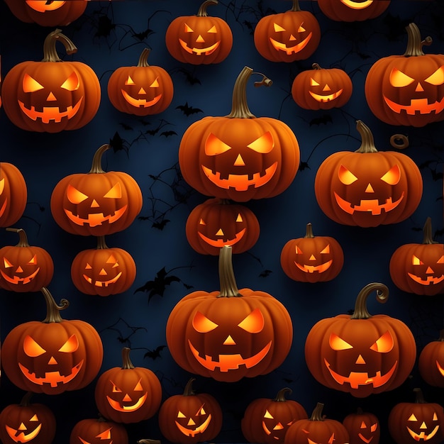 Halloweenowa tapeta z dyniami z wygenerowaną złotą sztuczną inteligencją