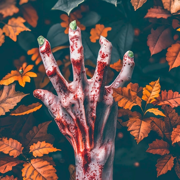 Halloweenowa tapeta z ręką zombie