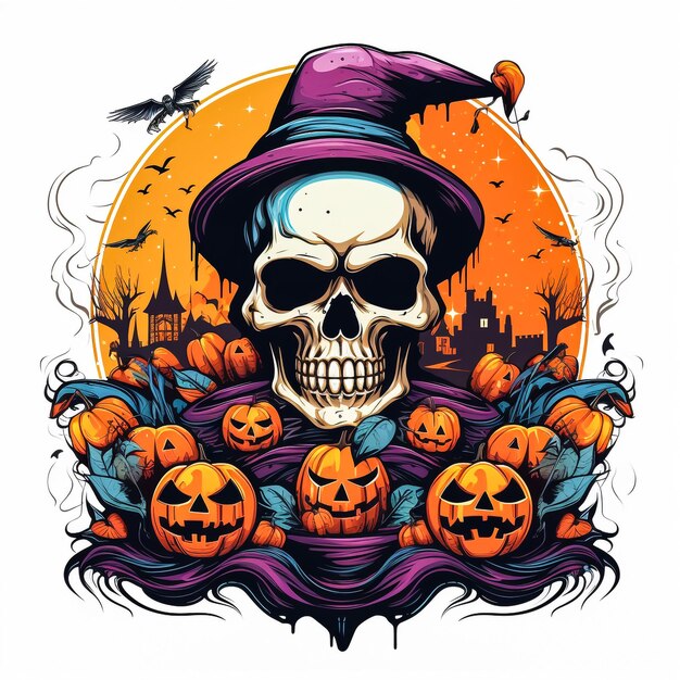 halloweenowa wiedźma w kapeluszu ilustracja