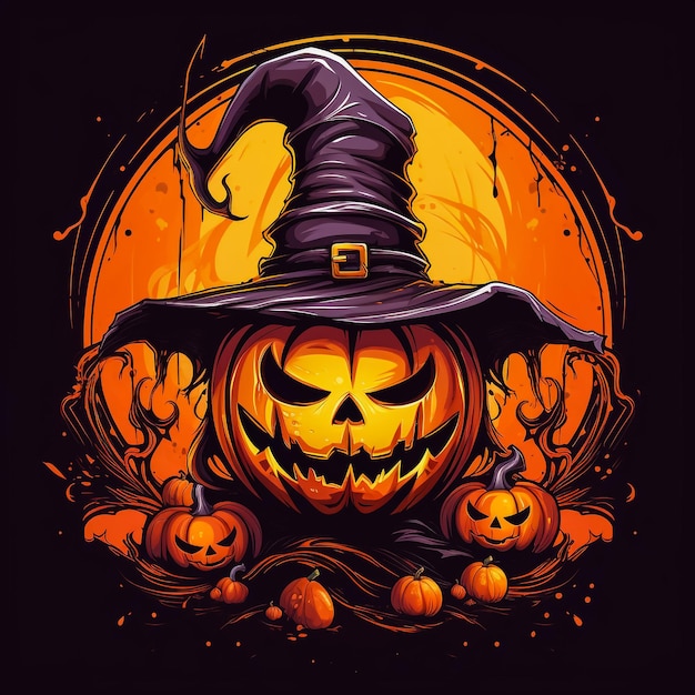 halloweenowa wiedźma w kapeluszu ilustracja