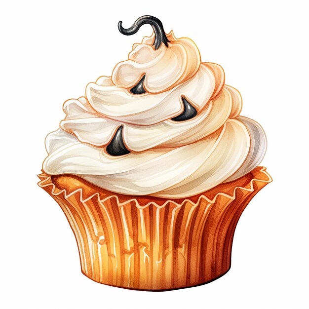 Halloweenowe ciastko warstwowe lukier na białym tle w stylu akwareli ilustracji