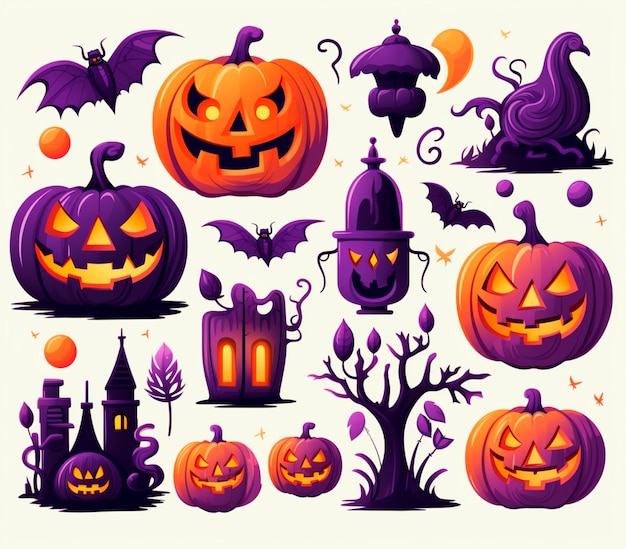 Halloweenowe wzory dyni Clipart