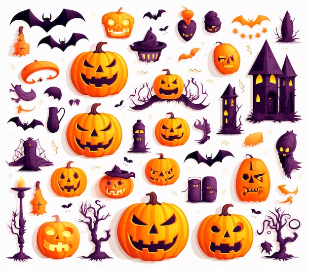 Halloweenowe wzory dyni Clipart
