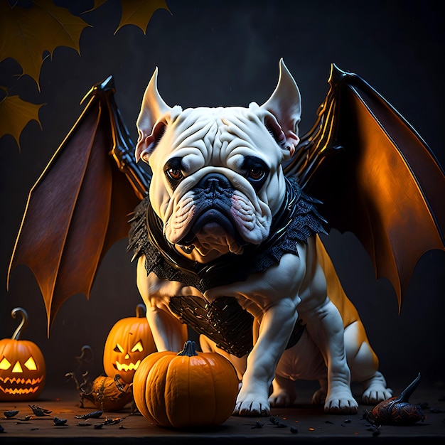 Halloweenowy Buldog Francuski Ai Generatywny