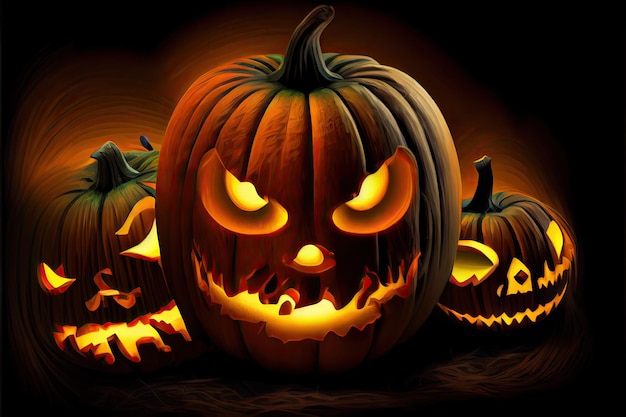 Halloweenowy dzień oczy Jack O' Lanterns sztuczka lub leczenie Samhain All Hallows' Eve Wszystkich Świętych All Hallowe'en upiorny Horror Duch Demon tło 31 października