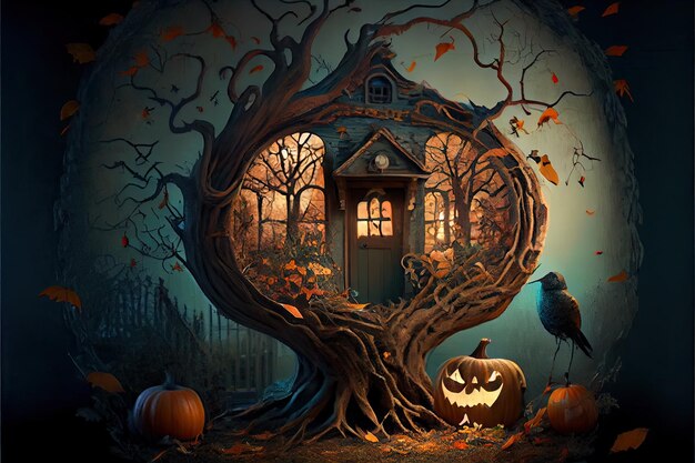 Halloweenowy dzień oczy Jack O' Lanterns sztuczka lub leczenie Samhain All Hallows' Eve Wszystkich Świętych All Hallowe'en upiorny Horror Duch Demon tło 31 października