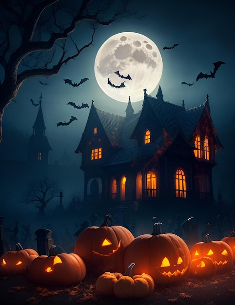 Halloweenowy niesamowity przerażający obraz tła horroru