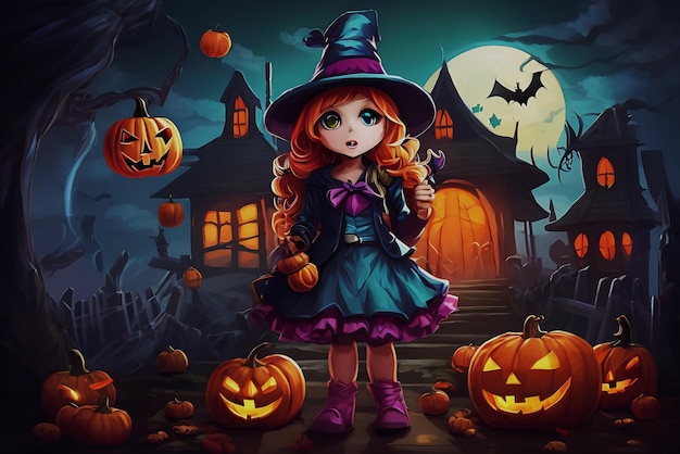 Halloweenowy obraz ilustracyjny Leonardo Ai