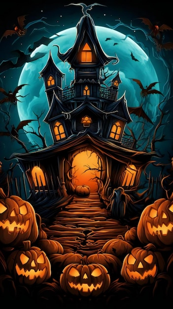 Halloweenowy plakat w stylu horroru