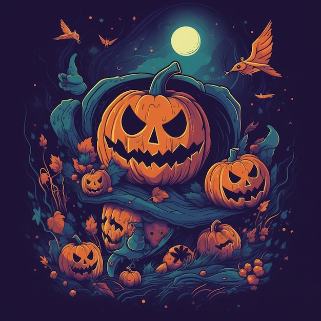 Halloweenowy plakat z dyniami