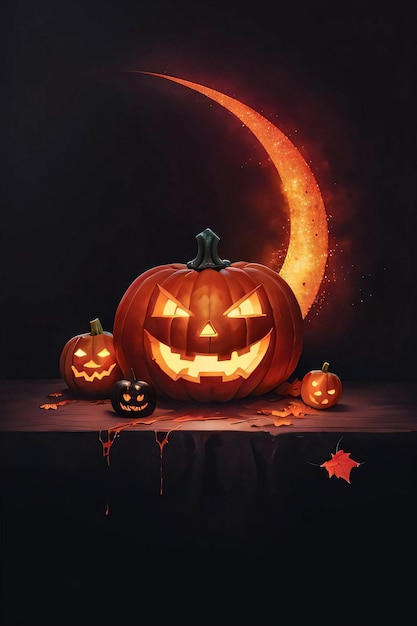 Halloweenowy Plakat Z Dyniowym Tłem