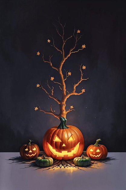 Halloweenowy Plakat Z Dyniowym Tłem