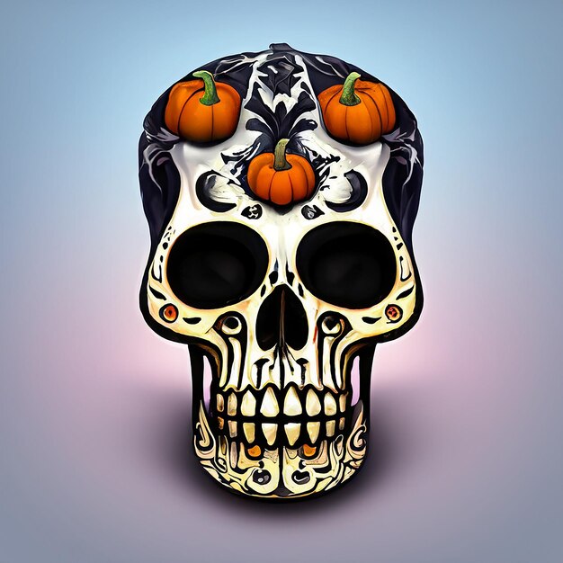 Halloweenowy szkielet głowy clipart