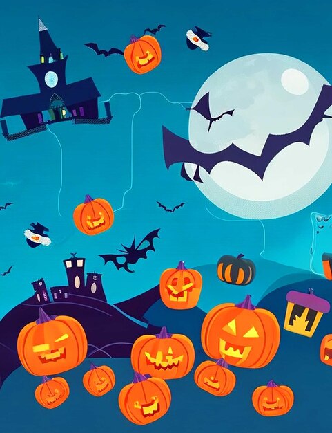 Halloweenowy tło w płaskim projekcie