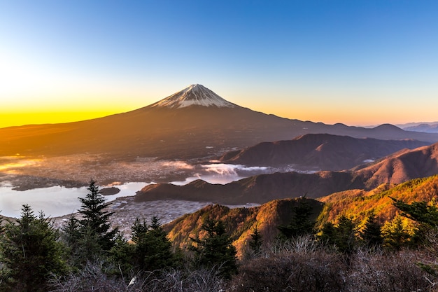 Halny Fuji wschód słońca Japonia