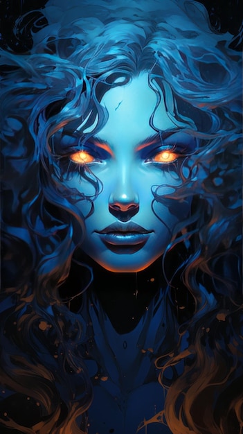 Halo Blue Spectre Holograficzny portret Dreamcore w eterycznej przestrzeni negatywnej Becky Cloonan