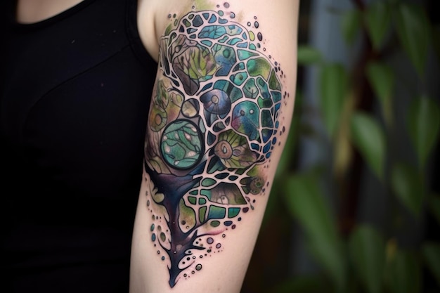 Halucynogenne tatuaże inspirowane roślinami z wirującymi, skomplikowanymi wzorami stworzonymi za pomocą generatywnej sztucznej inteligencji