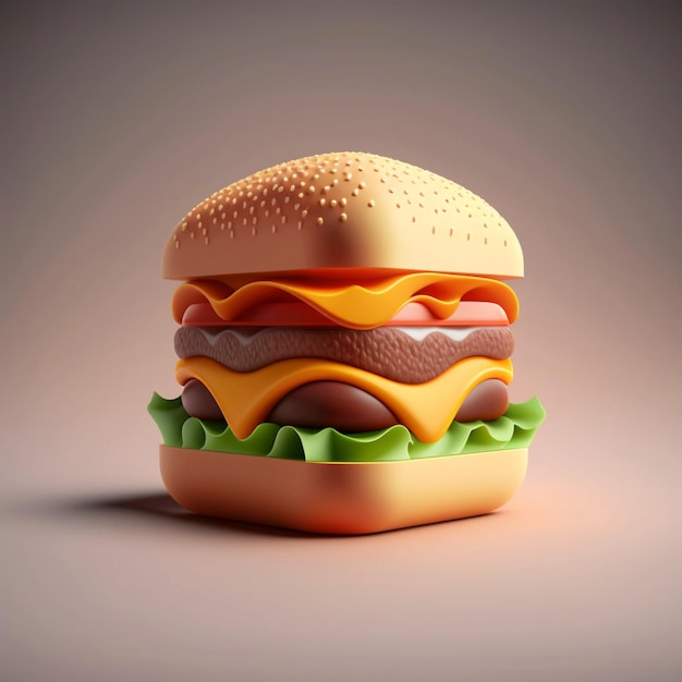 Hamburger 3D ikona ilustracja Generatywny Ai