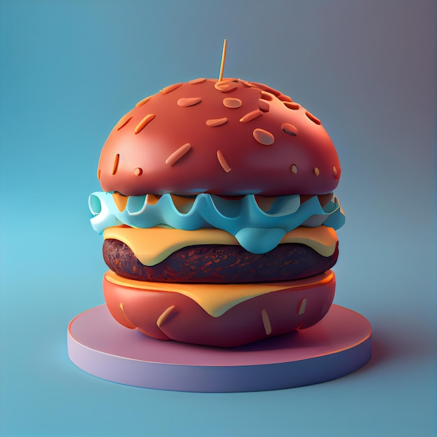 Hamburger na ciemnym tle renderowania 3d ilustracji
