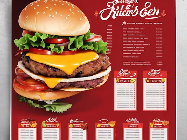 Zdjęcie hamburger szablon menu retro