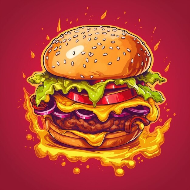 Hamburger z czerwonym tłem z napisem "hamburger".