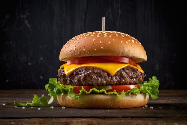 hamburger z kawałkiem pomidora na górze