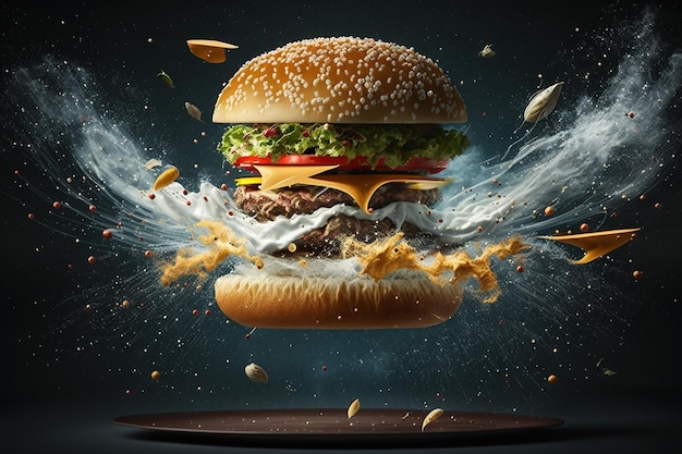 Zdjęcie hamburger ze słowem hamburger