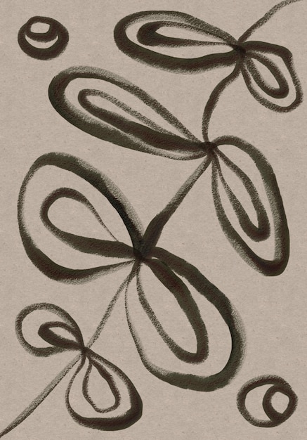 Handdrawn Doodle Art Rustykalne kształty botaniczne Nowoczesna minimalistyczna grafika liniowa retro
