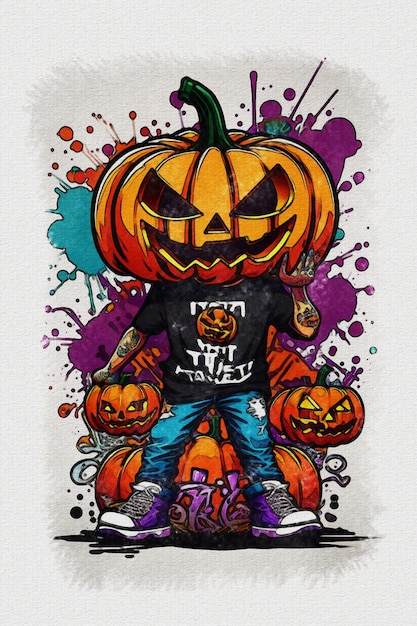 Handdrawn szkic ilustracji zarys dyni Halloween