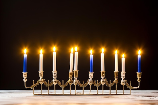 Zdjęcie hanukka tradycyjna menora ze świeczkami