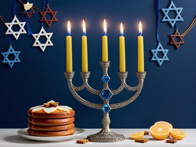 Hanukkah menorah z świecami