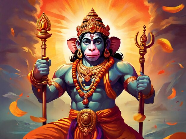 Hanuman Jayanti kolorowy projekt tła najlepszej jakości hiper realistyczne tapety obraz ai generowane