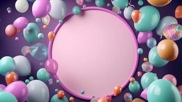 Happy Birthday Holiday Background with Balloons Illustration AI Generative