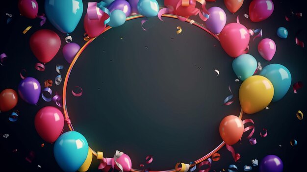 Zdjęcie happy birthday holiday background with balloons illustration ai generative