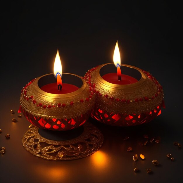 Happy Deepavali przy świecach lub lampie naftowej