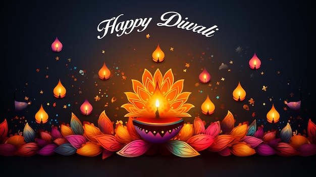 Happy Diwali Ilustracja generatywnego ai Diwali Diya