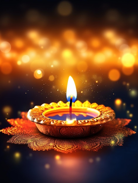 Happy Diwali Indian Deepavali Hinduski festiwal świateł świąteczny szablon kartki z życzeniami Generative AI